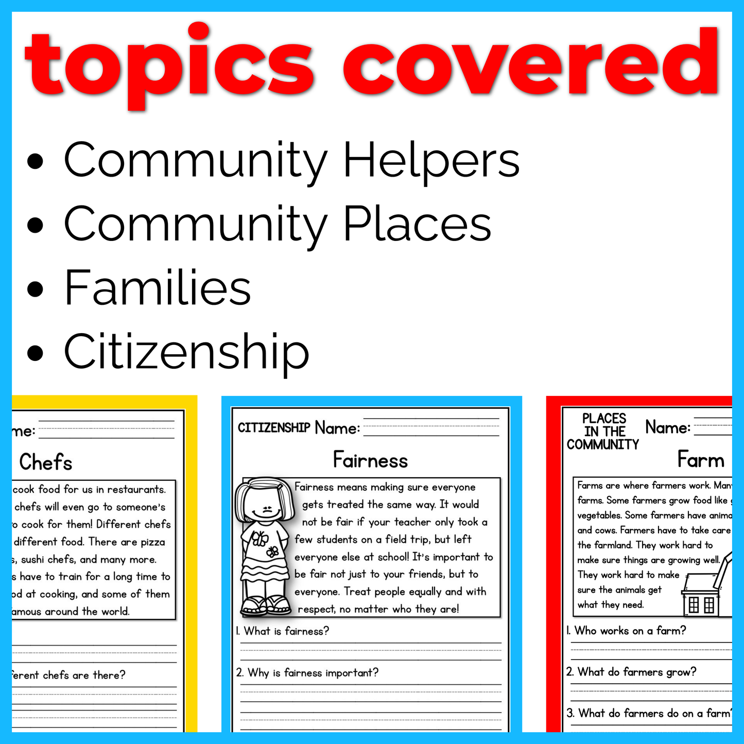 Community & Responsibility Reading Comprehension Passages+Questions