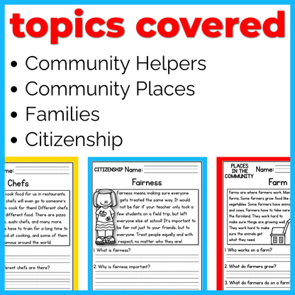 Community & Responsibility Reading Comprehension Passages+Questions