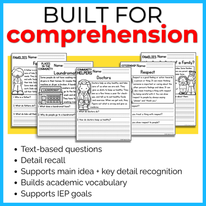 Community & Responsibility Reading Comprehension Passages+Questions