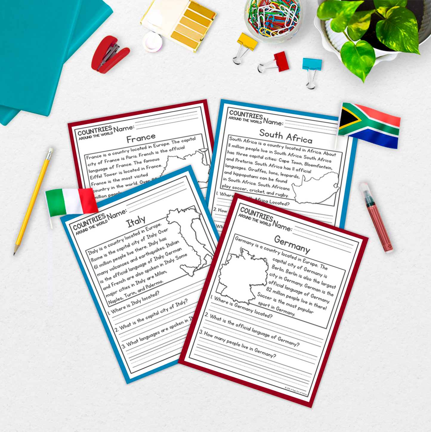 Countries Around the World Reading Comprehension Passages + Questions