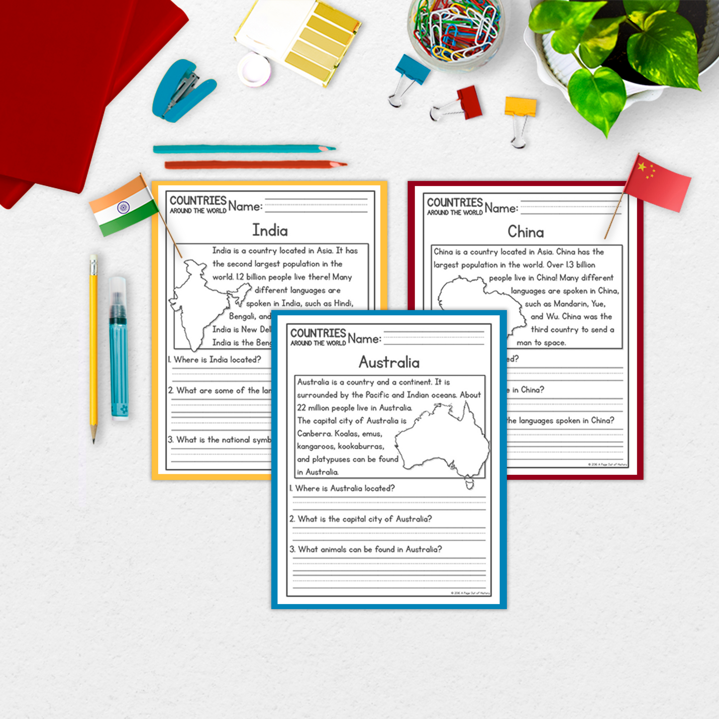Countries Around the World Reading Comprehension Passages + Questions