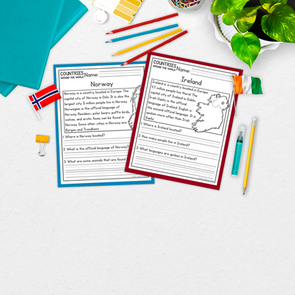 Countries Around the World Reading Comprehension Passages + Questions