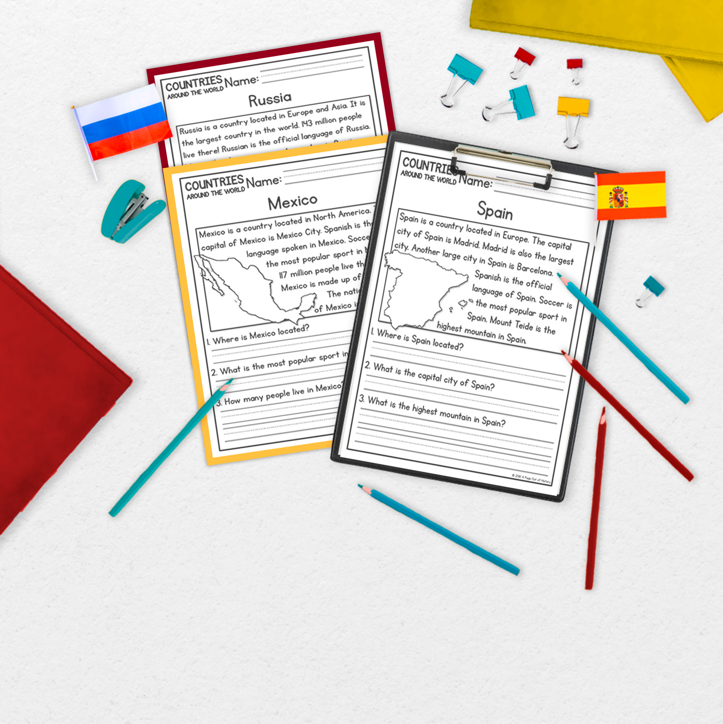 Countries Around the World Reading Comprehension Passages + Questions