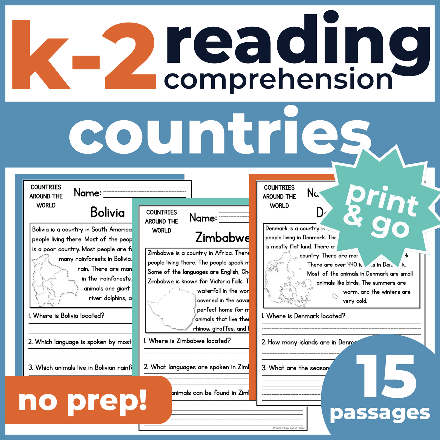 Countries Around the World Reading Comprehension Passages + Questions