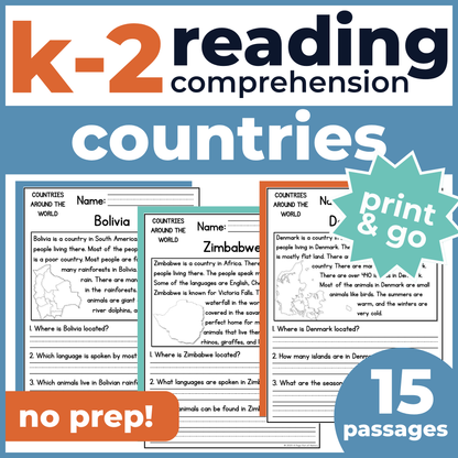 Countries Around the World Reading Comprehension Passages + Questions