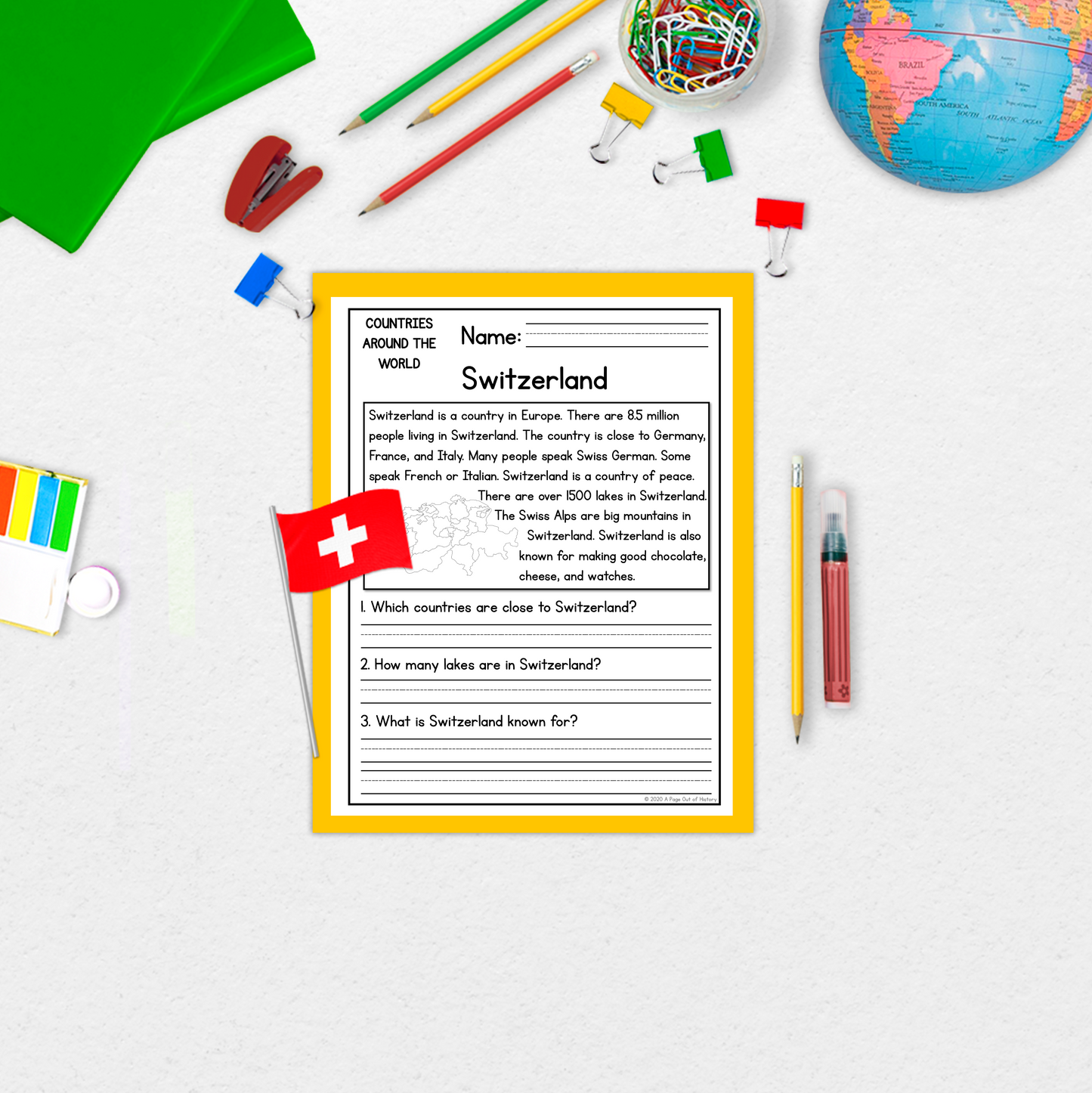 Countries Around the World Reading Comprehension Passages + Questions