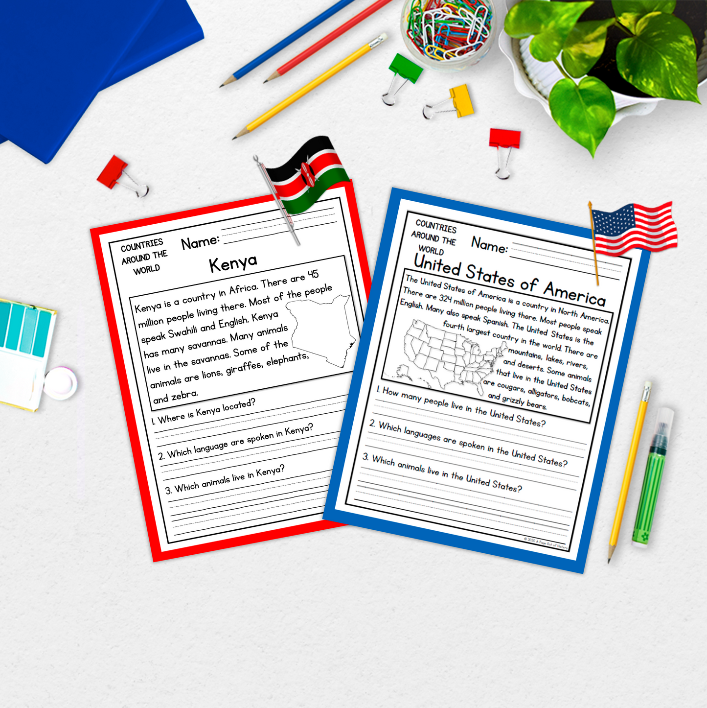 Countries Around the World Reading Comprehension Passages + Questions