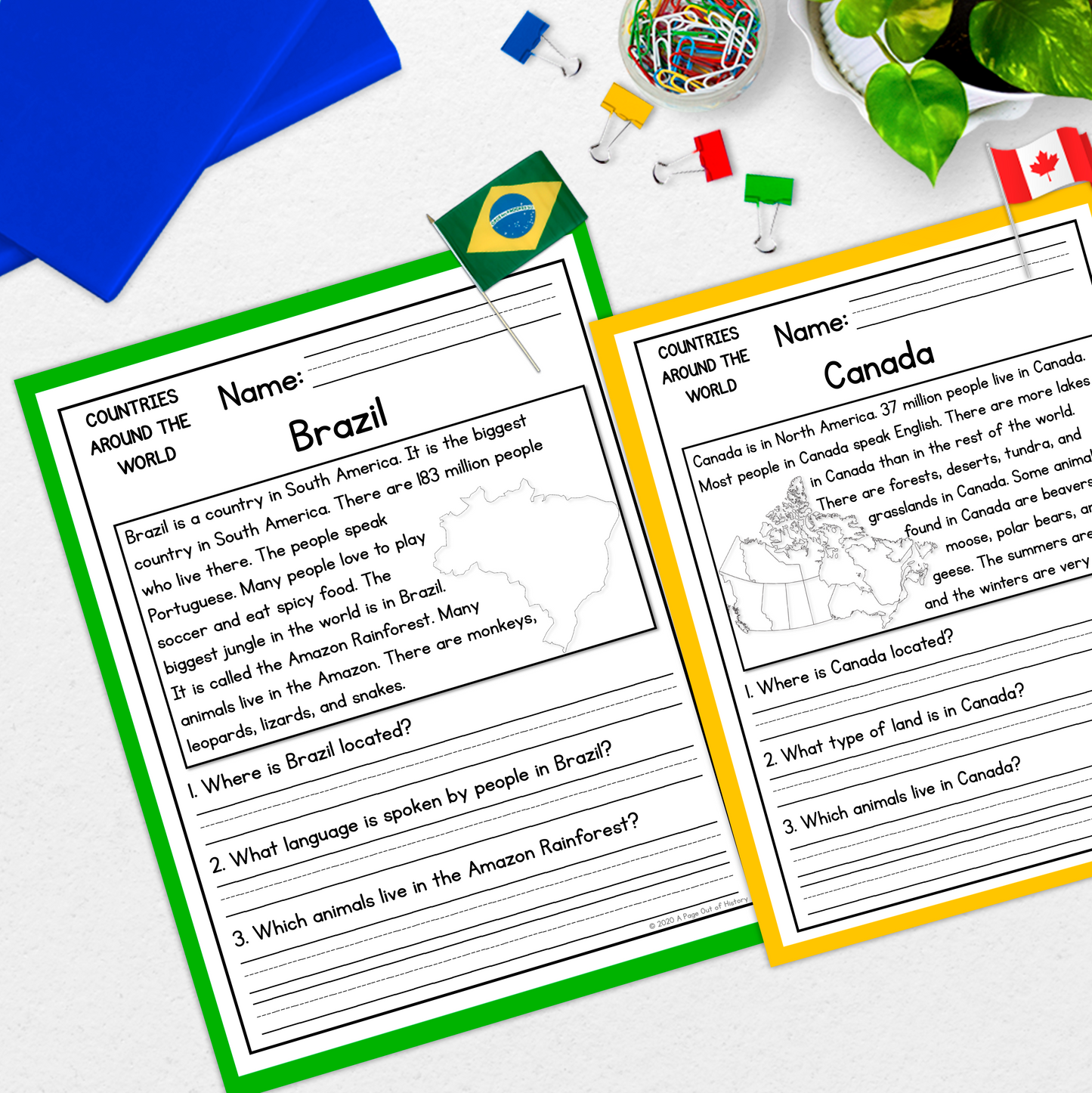 Countries Around the World Reading Comprehension Passages + Questions