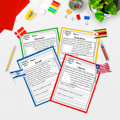 Countries Around the World Reading Comprehension Passages + Questions