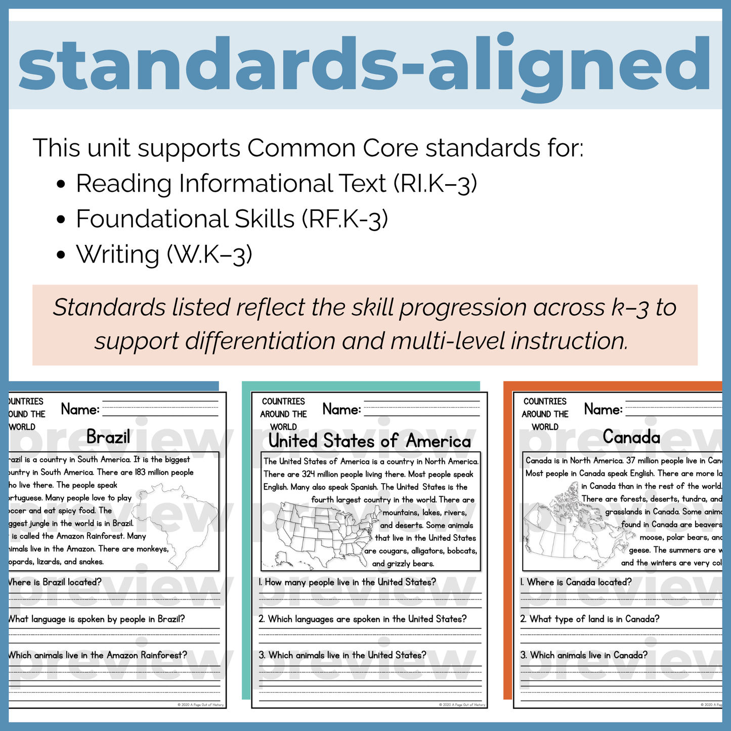 Countries Around the World Reading Comprehension Passages + Questions