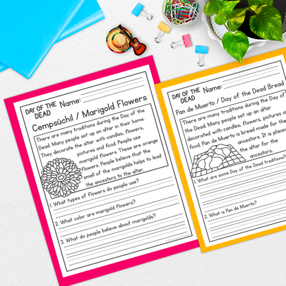 Day of the Dead Dia de los Muertos Reading Comprehension Passages + Questions