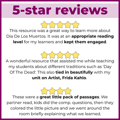 Day of the Dead Dia de los Muertos Reading Comprehension Passages + Questions
