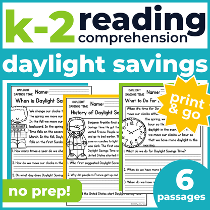 Daylight Savings Time Reading Comprehension Passages + Questions