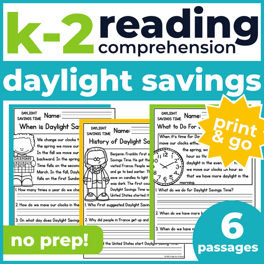 Daylight Savings Time Reading Comprehension Passages + Questions
