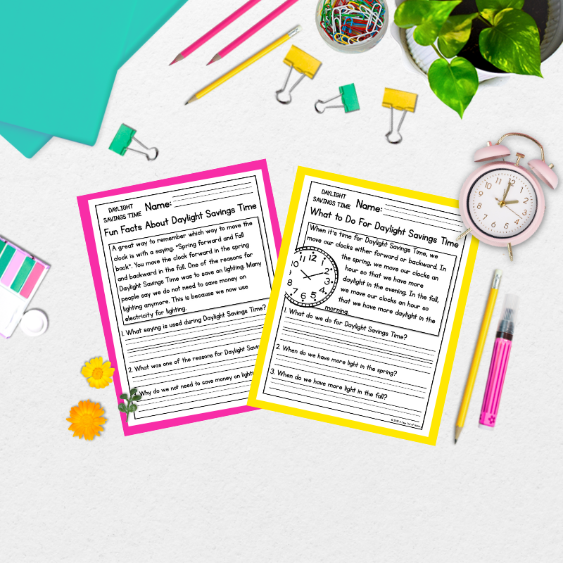 Daylight Savings Time Reading Comprehension Passages + Questions