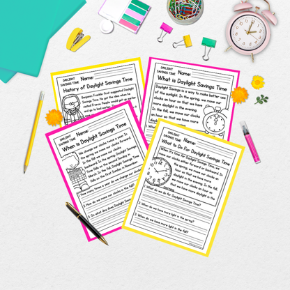Daylight Savings Time Reading Comprehension Passages + Questions