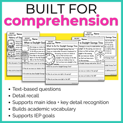 Daylight Savings Time Reading Comprehension Passages + Questions