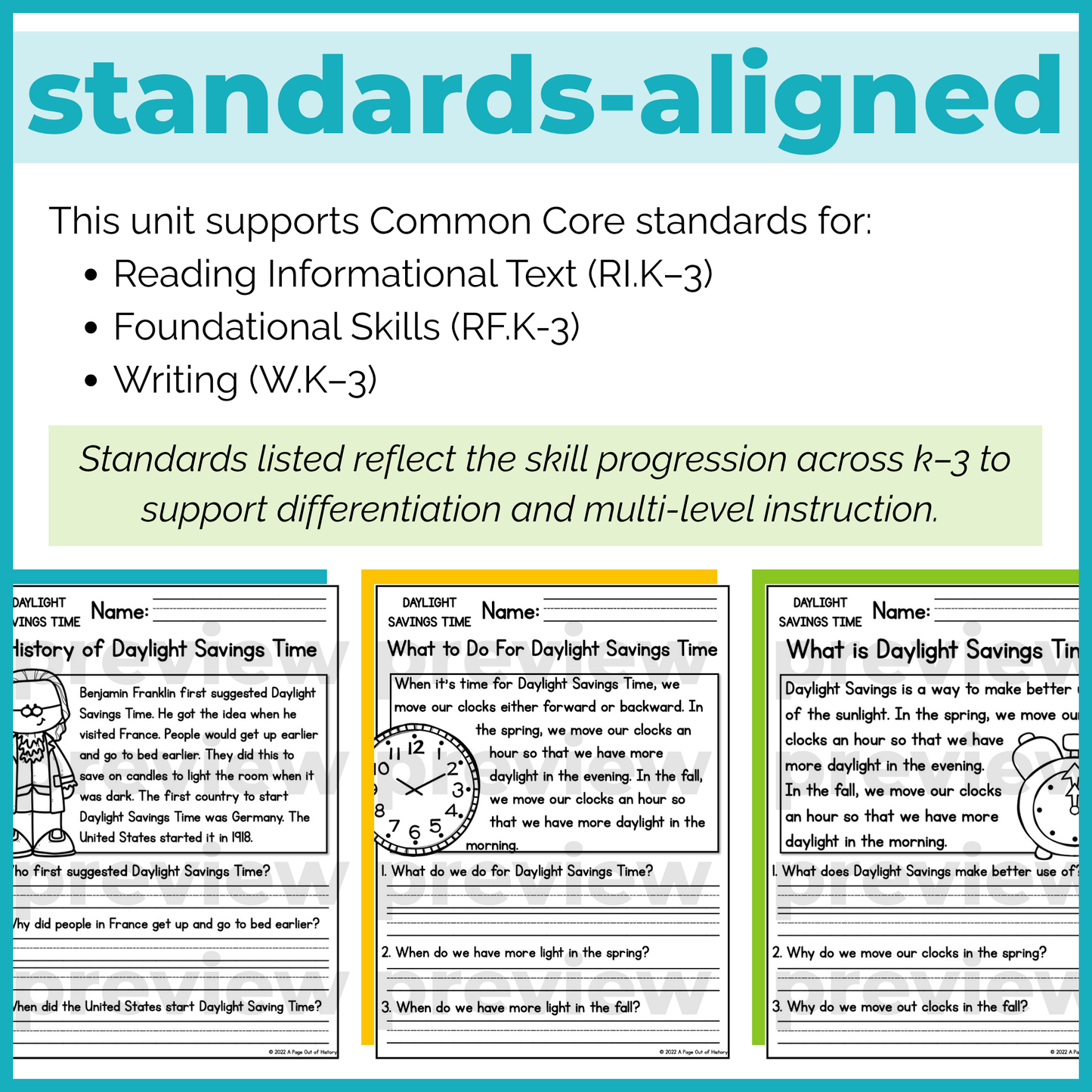 Daylight Savings Time Reading Comprehension Passages + Questions