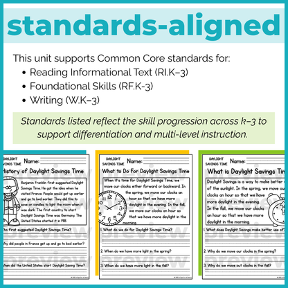 Daylight Savings Time Reading Comprehension Passages + Questions