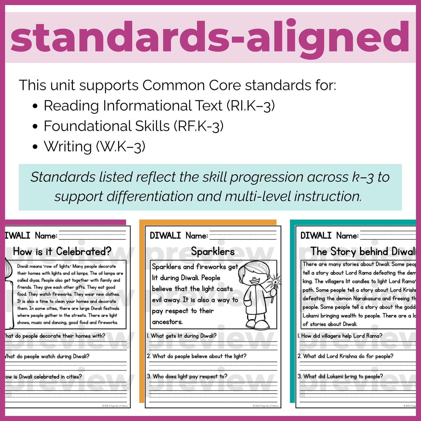 Diwali Reading Comprehension Passages + Questions