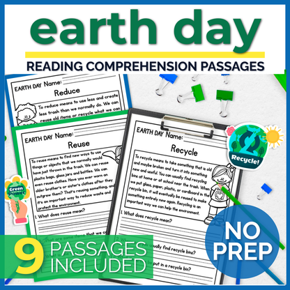 Earth Day Reading Comprehension Passages + Questions