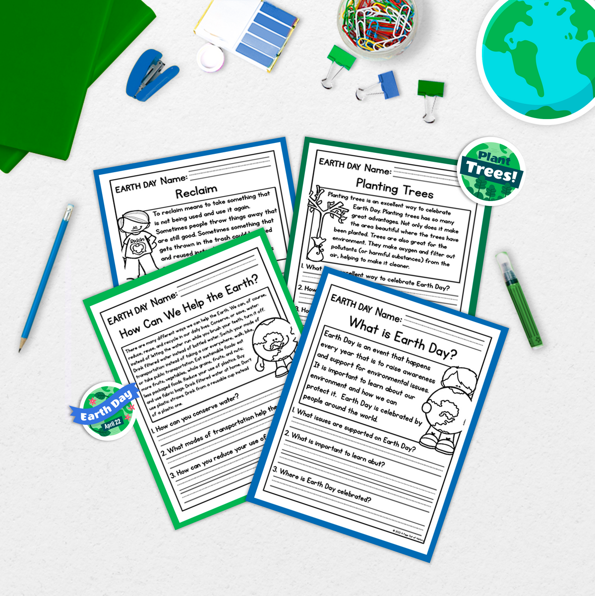 Earth Day Reading Comprehension Passages + Questions