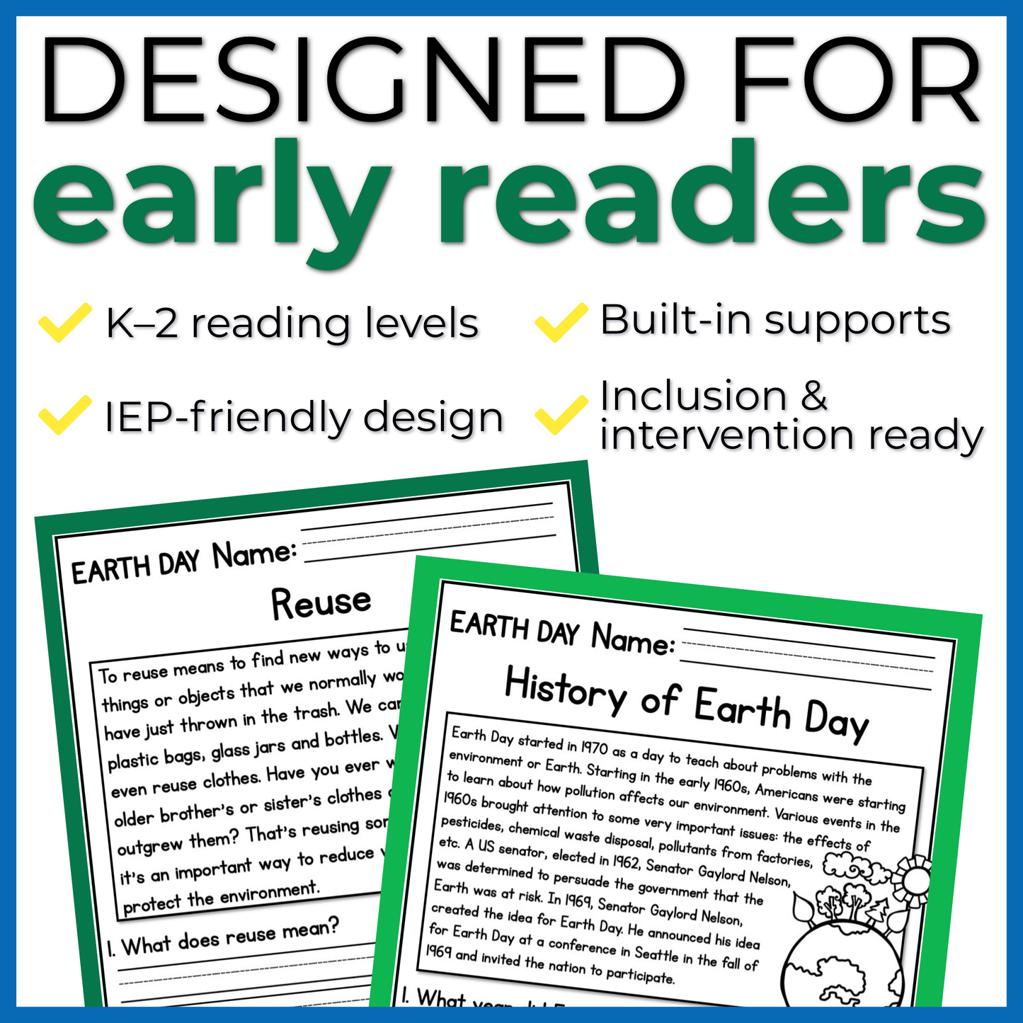 Earth Day Reading Comprehension Passages + Questions