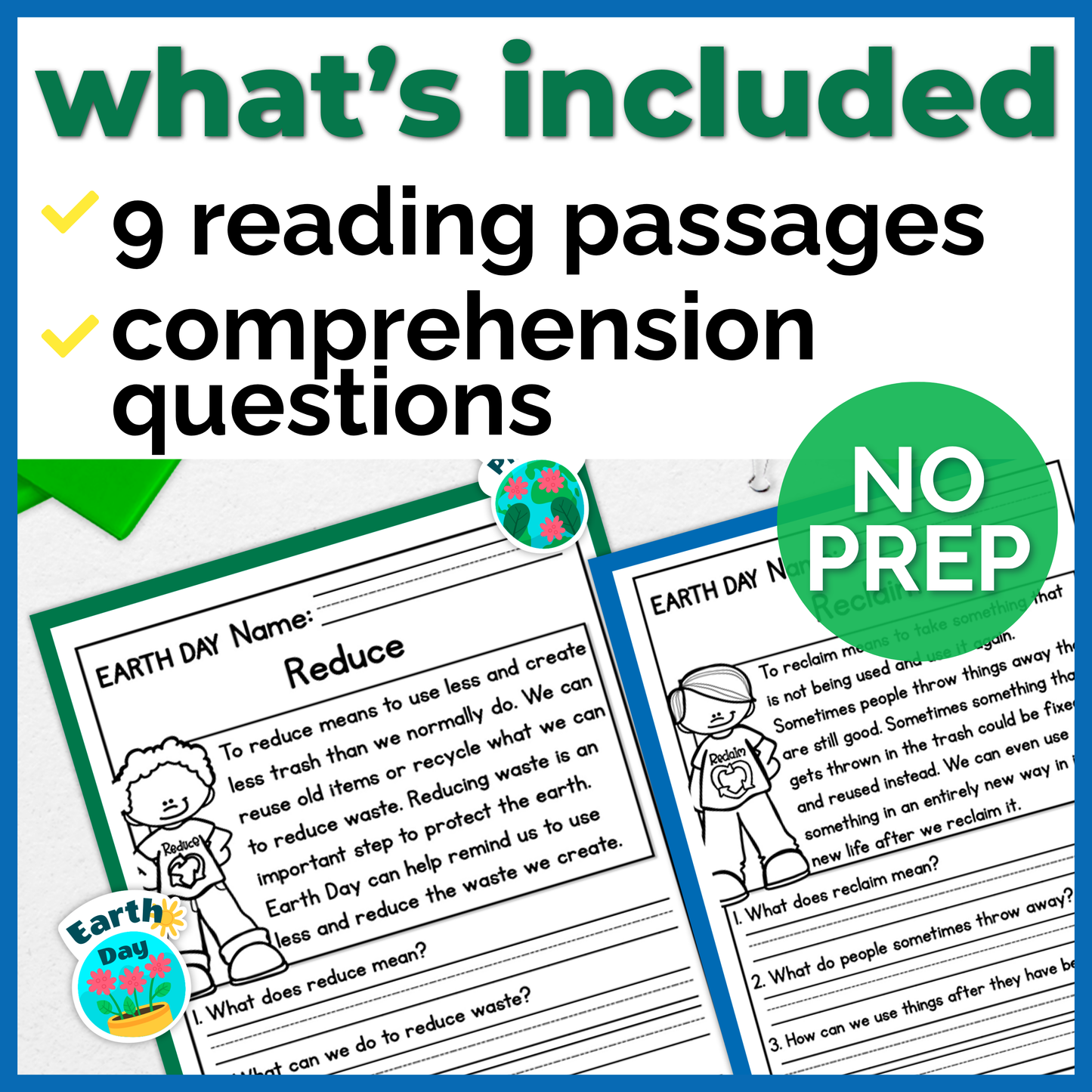 Earth Day Reading Comprehension Passages + Questions