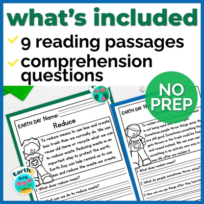 Earth Day Reading Comprehension Passages + Questions