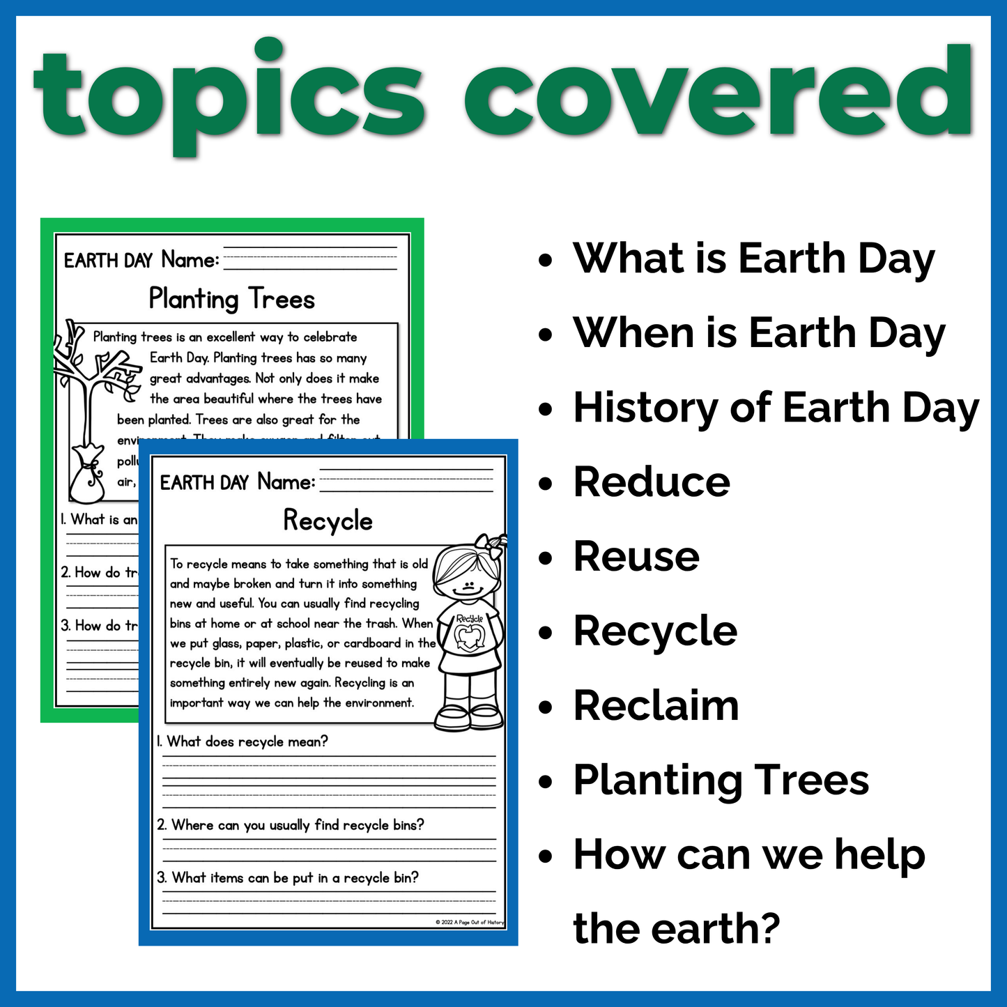 Earth Day Reading Comprehension Passages + Questions