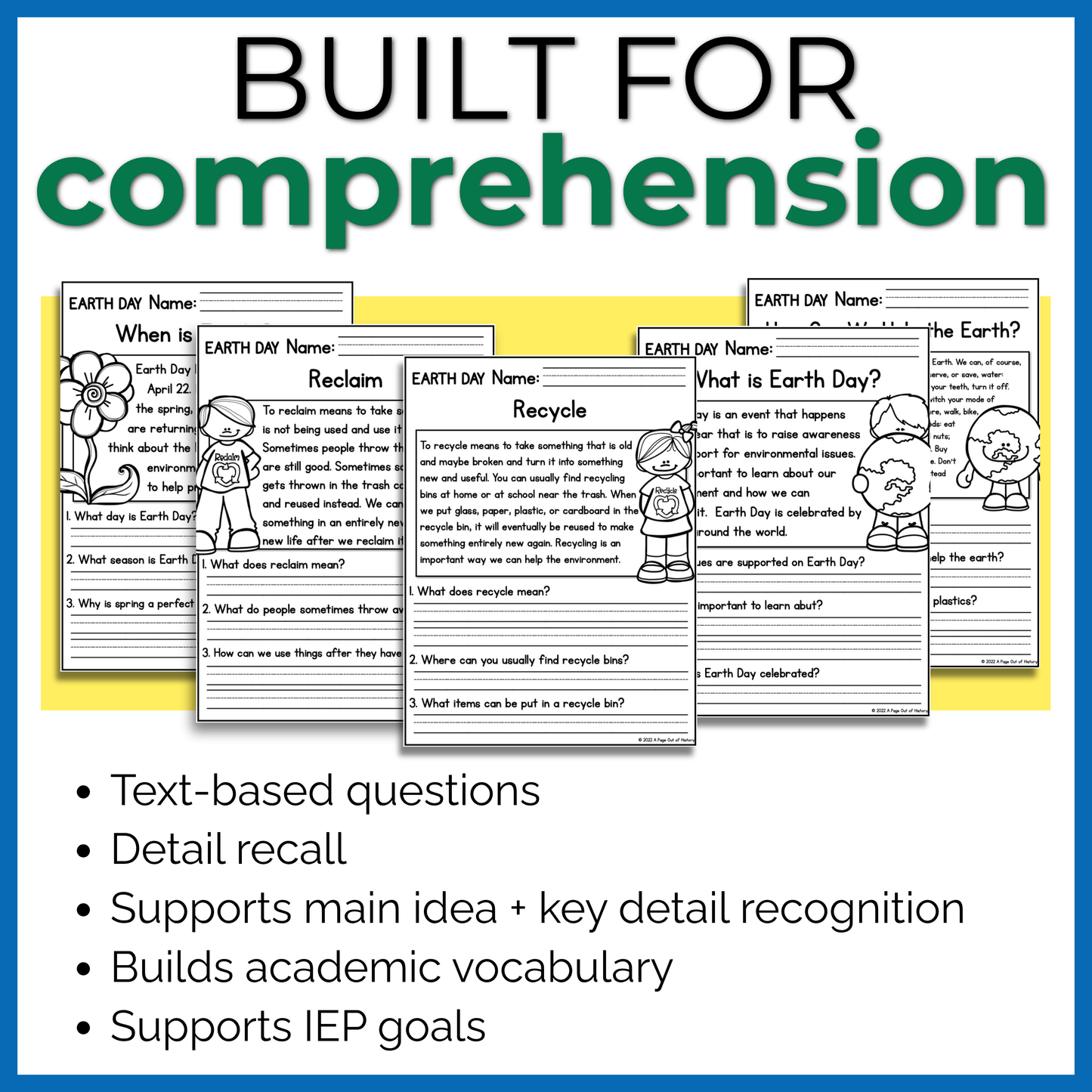 Earth Day Reading Comprehension Passages + Questions