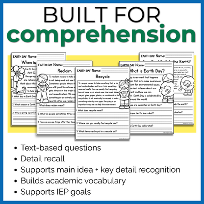 Earth Day Reading Comprehension Passages + Questions