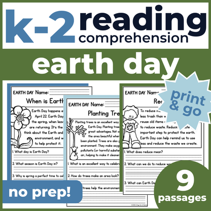 Earth Day Reading Comprehension Passages + Questions