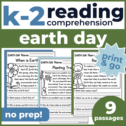 Earth Day Reading Comprehension Passages + Questions