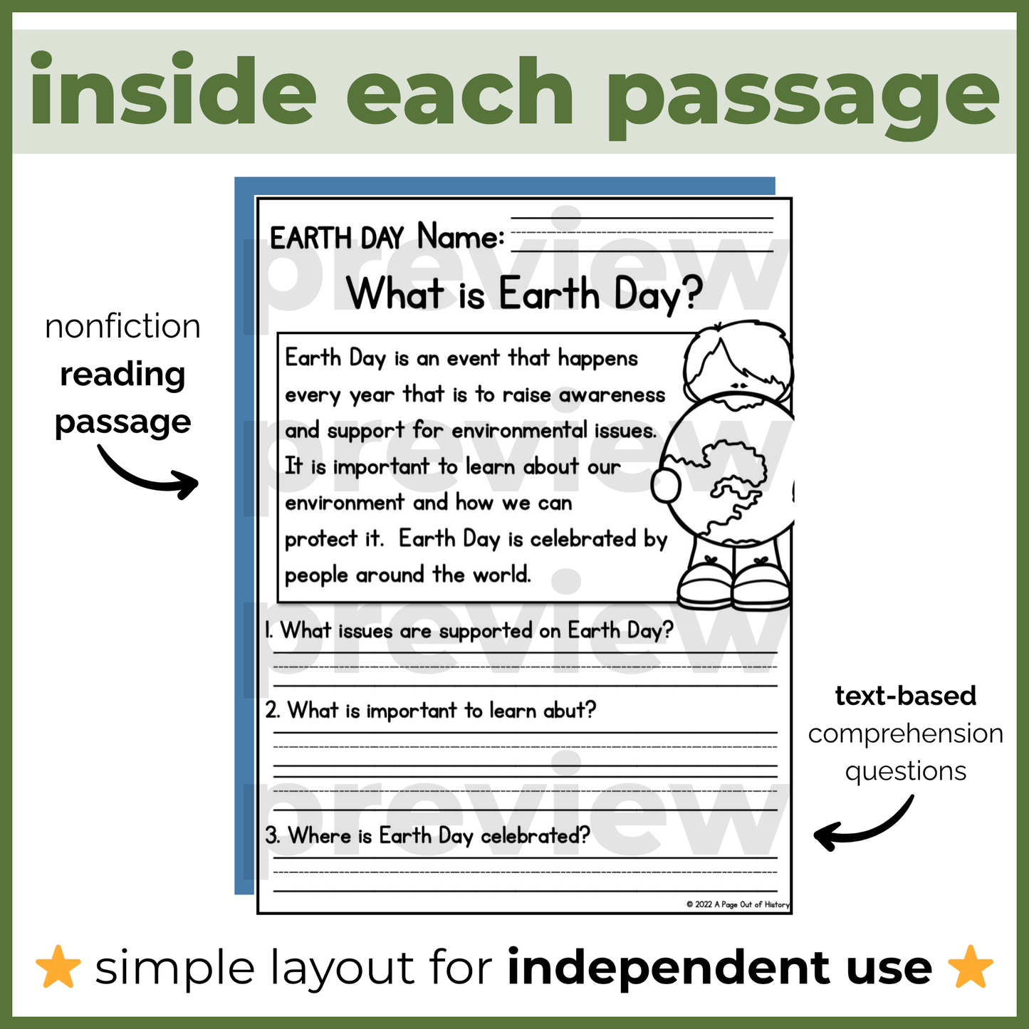 Earth Day Reading Comprehension Passages + Questions