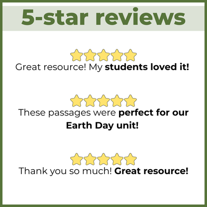 Earth Day Reading Comprehension Passages + Questions