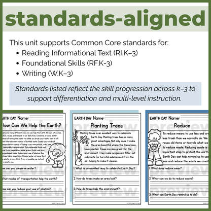 Earth Day Reading Comprehension Passages + Questions