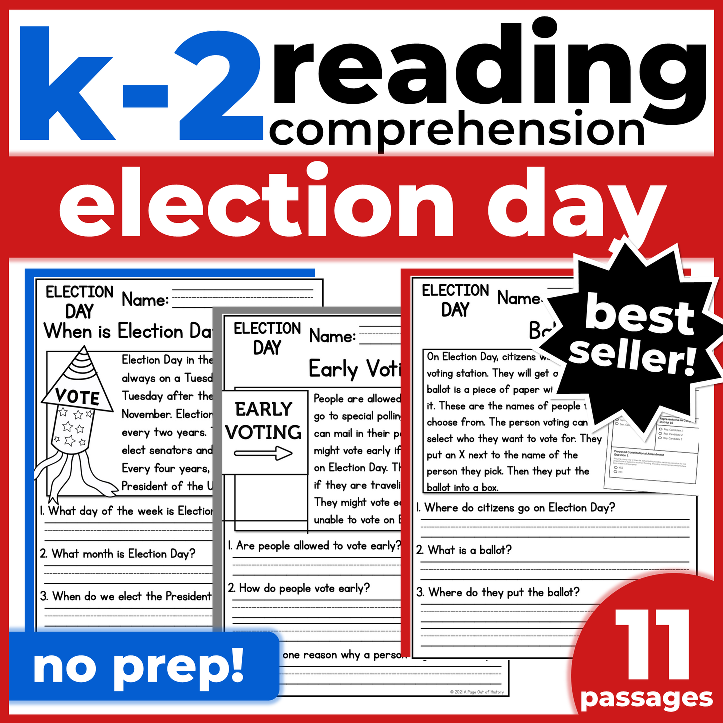Election Day Reading Comprehension Passages + Questions