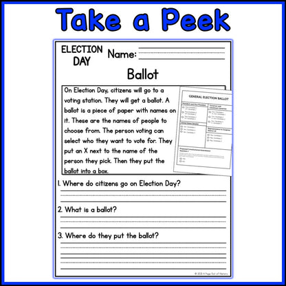 Election Day Reading Comprehension Passages + Questions