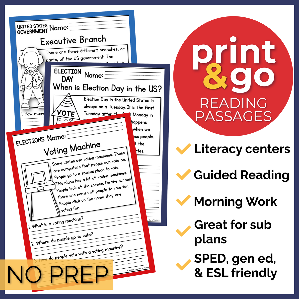 Elections & Government Reading Comprehension Passages + Questions