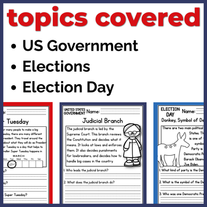 Elections & Government Reading Comprehension Passages + Questions
