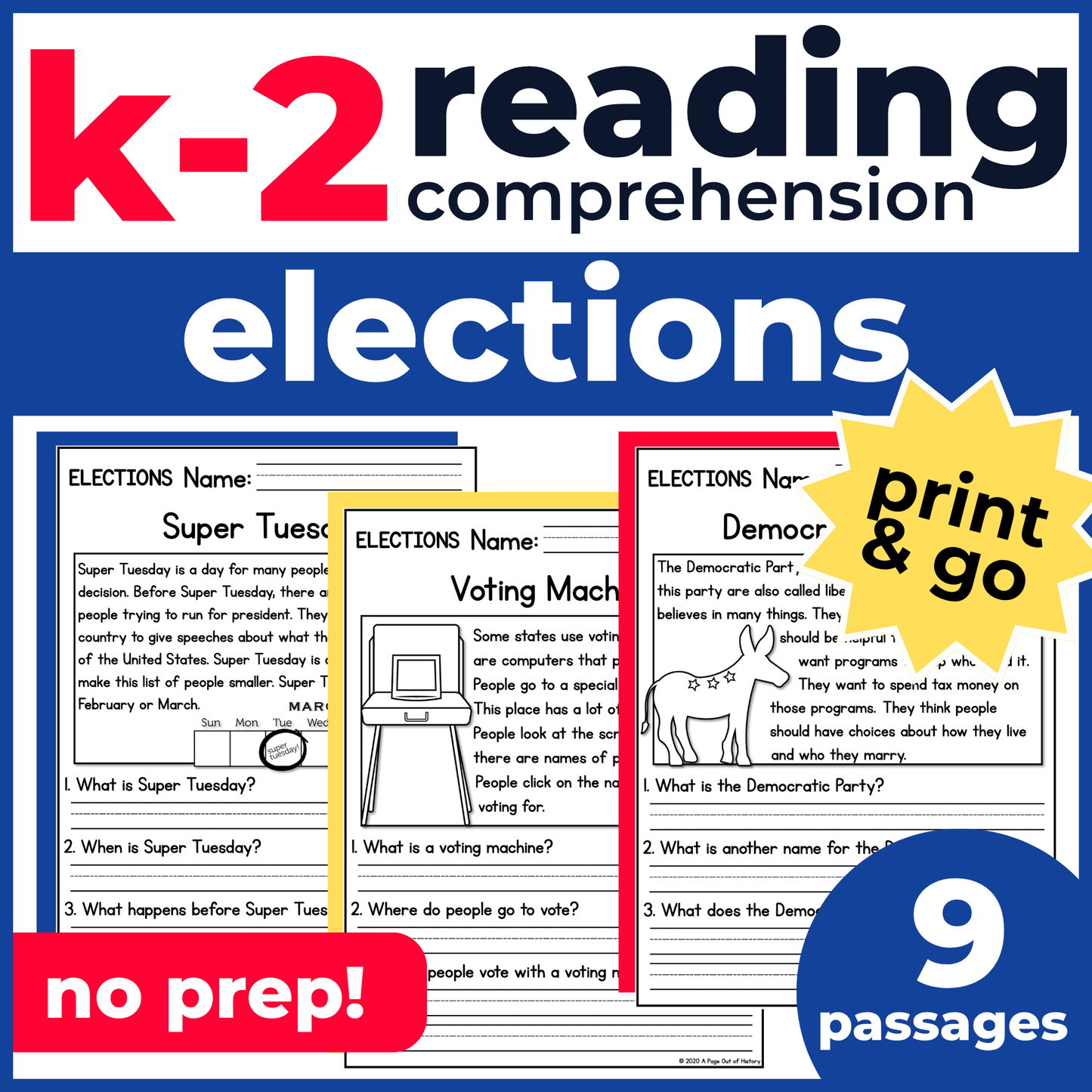 Elections Reading Comprehension Passages + Questions