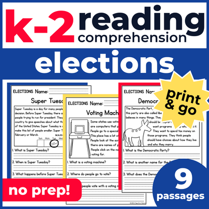 Elections Reading Comprehension Passages + Questions