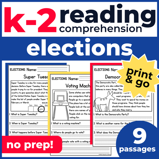 Elections Reading Comprehension Passages + Questions