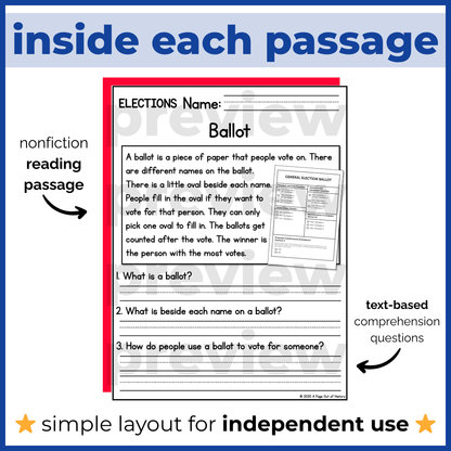 Elections Reading Comprehension Passages + Questions