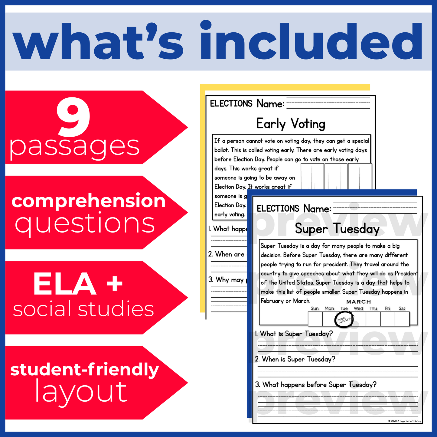 Elections Reading Comprehension Passages + Questions