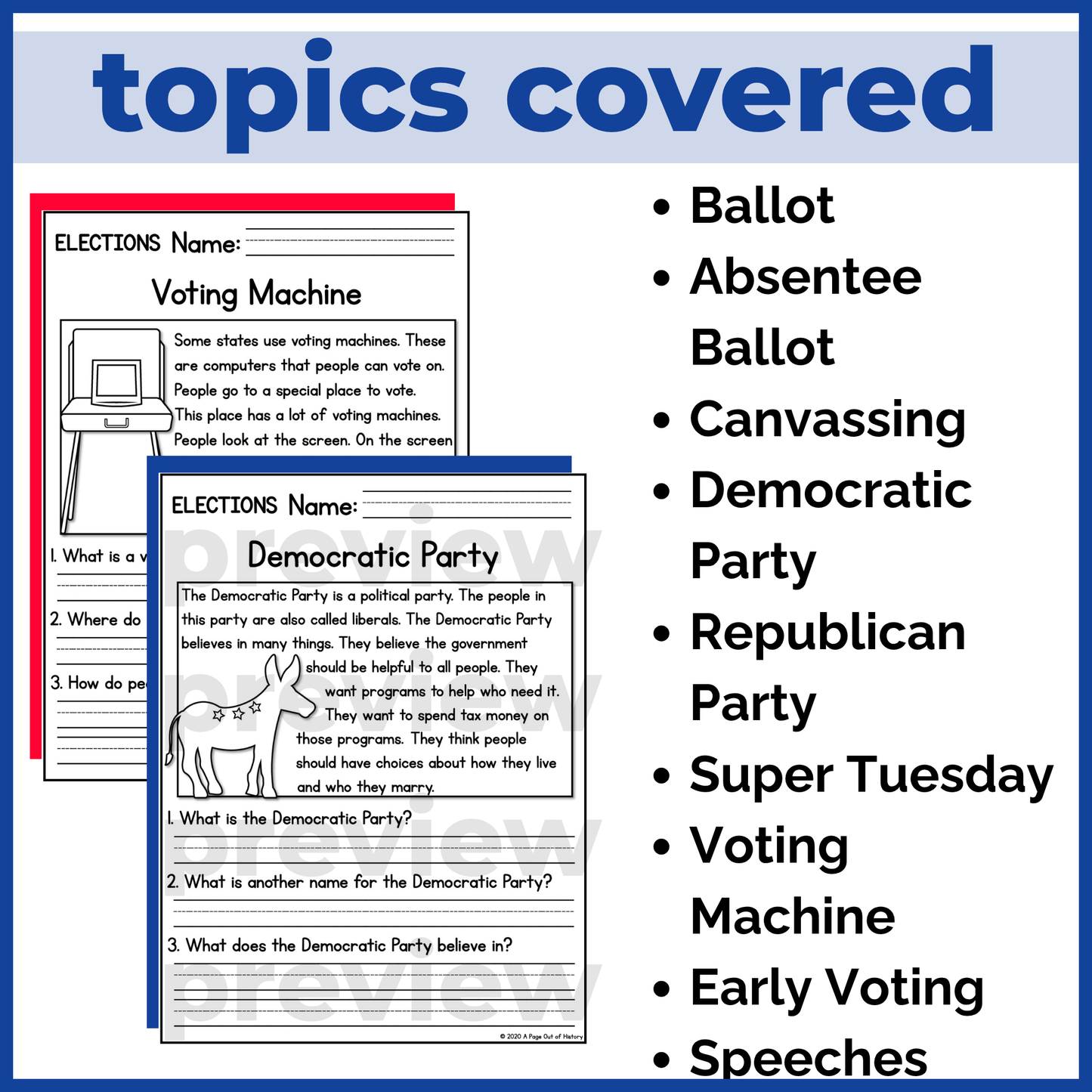 Elections Reading Comprehension Passages + Questions