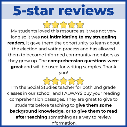 Elections Reading Comprehension Passages + Questions
