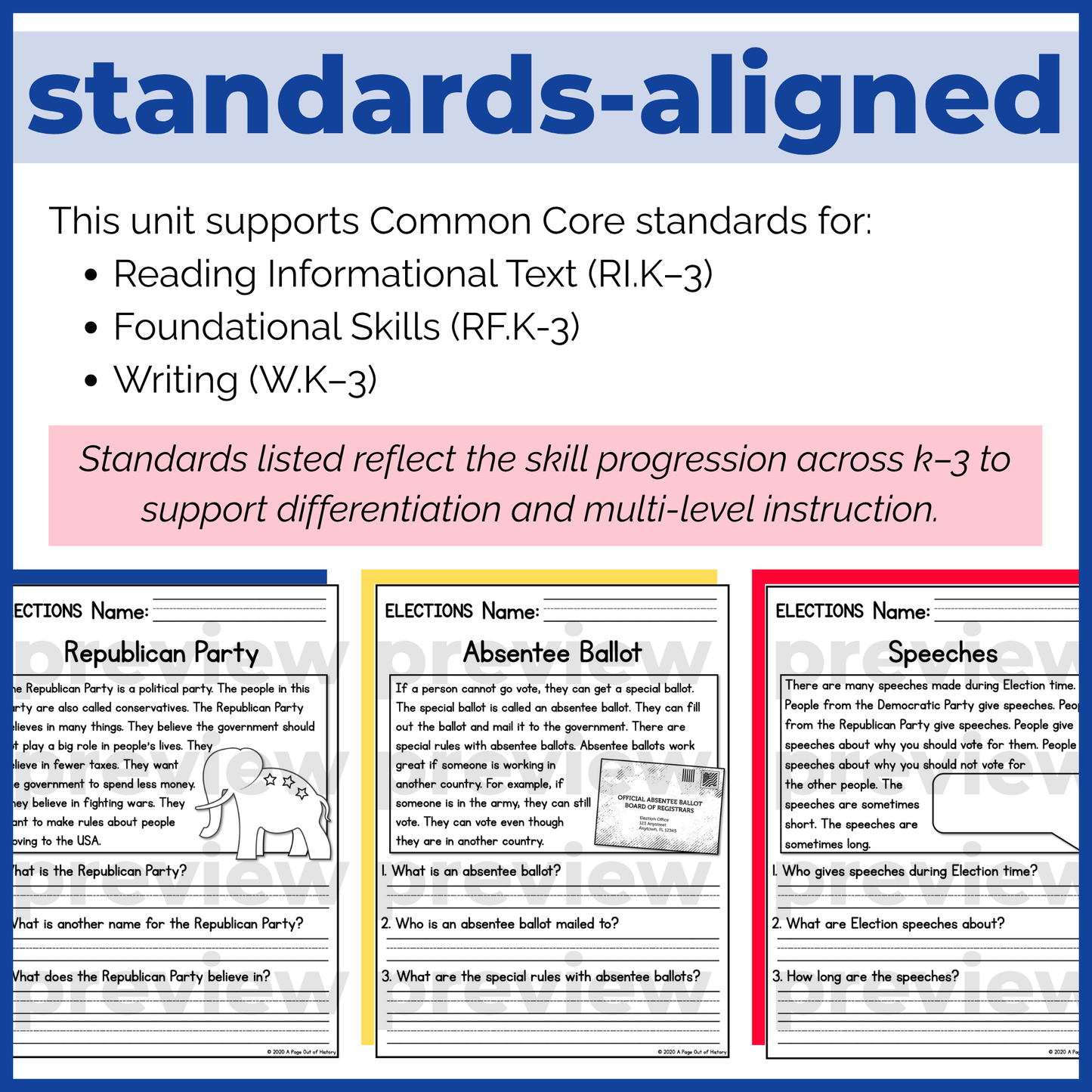 Elections Reading Comprehension Passages + Questions