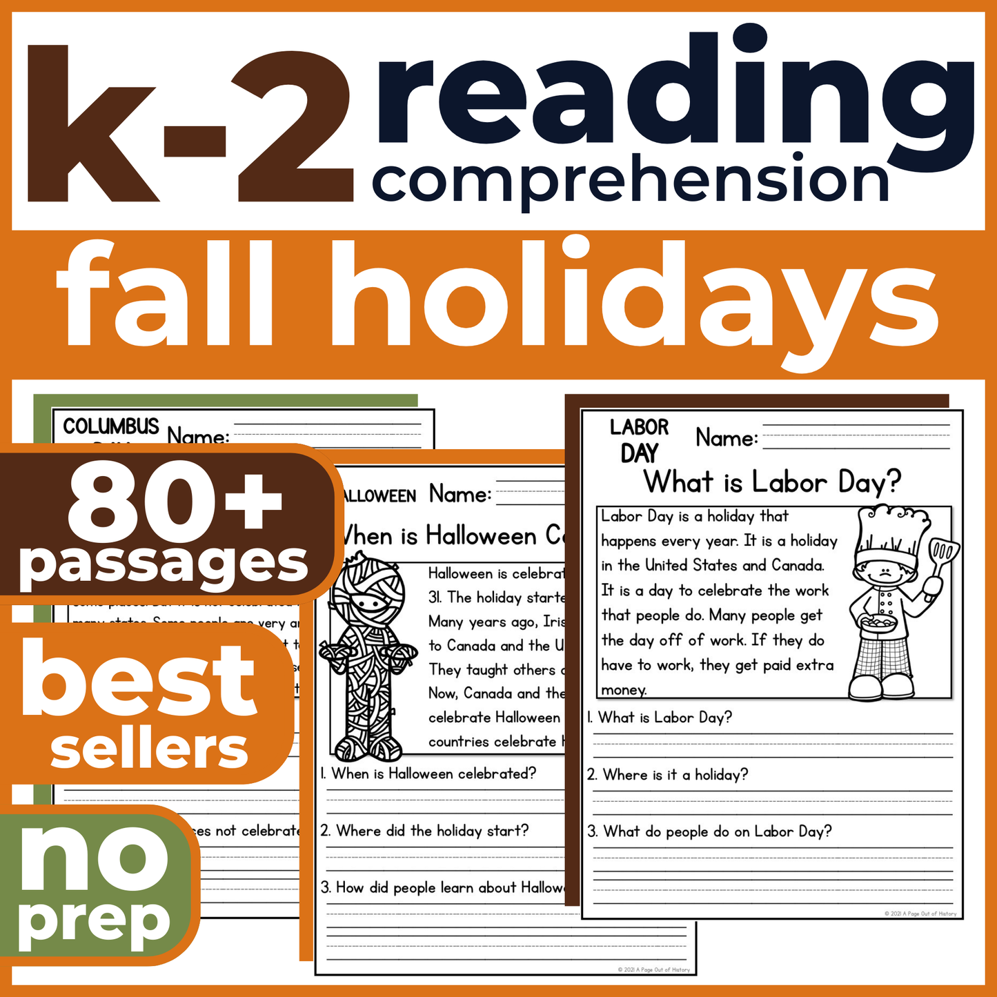 Fall Holidays Reading Comprehension Passages + Questions